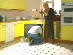 Stocking fuck in the kitchen