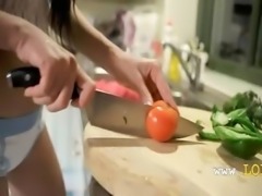 Unreal vegetable in her tight vagina