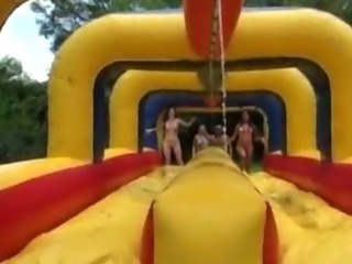 Water games with sexy college chicks leads to a sweet orgy with the horny guys
