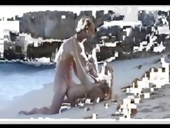 Extreme art sex of sweet couple on beach