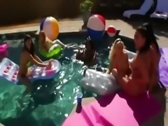 Great group anal fun by the swimmingpool