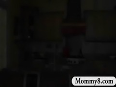 MILF stepmom catches teen couple fucking in the kitchen free