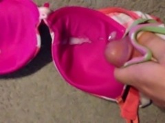 Cumshot on bra (2 views)