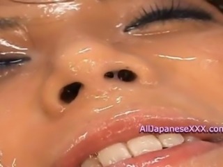Hot Asian girl gets cum on her face