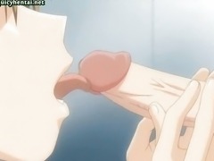 Anime cuties pleasuring big penis