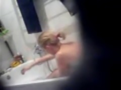 Hidden cam caught blonde roommate naked
