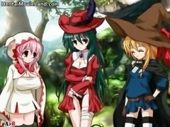 Three innocent anime schoolgirls suck