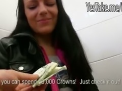 Real amateur brunette Eurobabe Kristyna banged for some cash