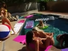 Great group anal fun by the swimmingpool