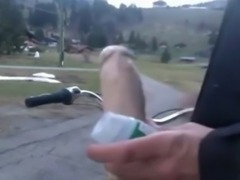 Gay rides bike with dildo in public