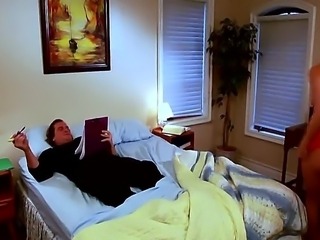 Evan Stone and mature, but sexy blonde Julia Ann laying in the bed before sleep! But they need to relax each other by hot fucking action before sweet sleep.