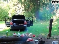 Crazy outdoor sex party during a