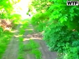 Sexual teen babe has fun with cameraman for cash. They are doing it in a forest. Gal is becoming naked first of all before kneeling and starting to give nice blow.