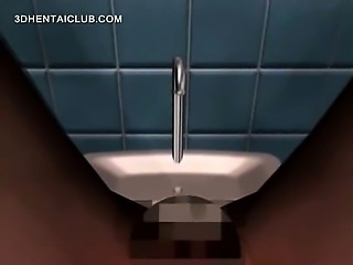 Hentai babe sucks dick upside down in public toilet