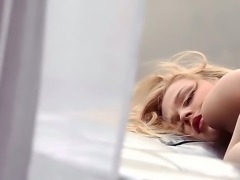 Blonde with superb body Alaina Fox enjoys massive solo masturbation session