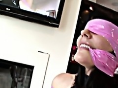 Crazy Bobbi Starr is one wild whore, she likes doing crazy stuff, today her boyfriend tied up her with a pink duck tape and now is licking her hairy and naughty pussy and fucking her mouth.
