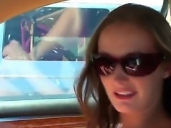 Marvelous teen babe Hailey is pleasing her man Jmac right on the road, while sitting on the front sit of the car, and doing a blowjob to her boyfriend.