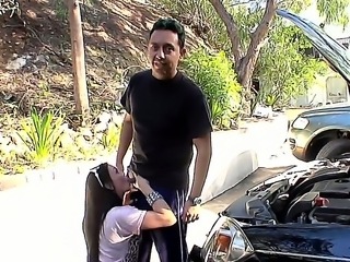 Jackie Daniels is a good guy who always gives the helping hand to the sweet ladies like Eva Ellington and Vanessa Naughty. He is going to fix their car and they are planning to thank him with the blowjob.