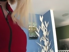 Beautiful and alluring blonde shemale Bee Armitage wears her dirty, slutty outfit and jerks off as she awaits her hung lover to arrive and bang her hungry gaping asshole.