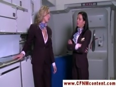 CFNM flight attendants spoil passengers free