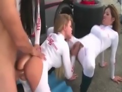 Grid girls start some outrageous groupsex free