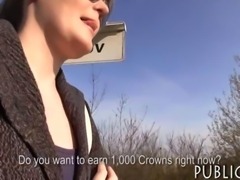 Real amateur paid money by a stranger for public sex