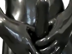 Latex Cock Stroking