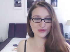Horny Babe Wearing Glasses Plays her Pussy