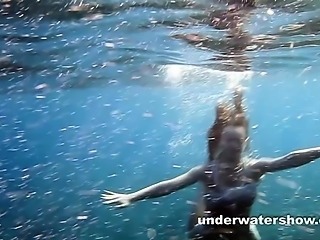 Nastya swimming nude in the sea