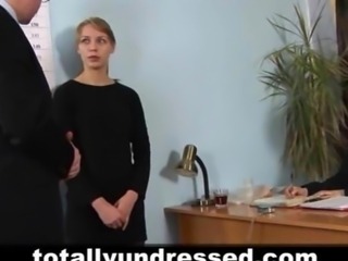 Dirty naked job interview for young secretary