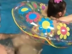 Bored oriental fucking in the pool