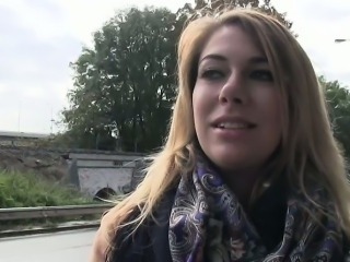 Busty amateur blonde banged in public outdoor