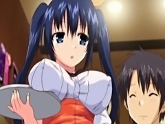 Big titted hentai waitress sucks and gets fucked