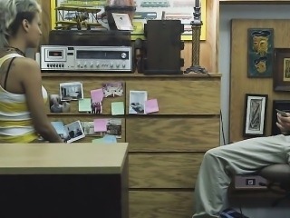 Hot GF nailed in pawn shop office