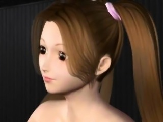 Pigtailed 3D anime girl play with dick