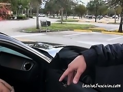 Nerdy Slut Sucks Strangers Cock Inside The Car