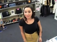 Busty college girl fucked at the pawnshop to earn extra cash