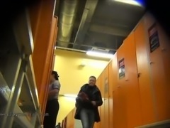 Few women caught on a hidden camera undressing in a locker