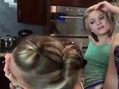 Lesbian Kisses And Licks Feet In The Kitchen