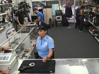 Huge boobs security officer gets fucked at the pawnshop