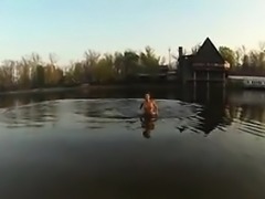 Naked Russian Girl Gets Wet At A Beach