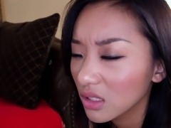 Busty stepmom facialized with cute asian teen