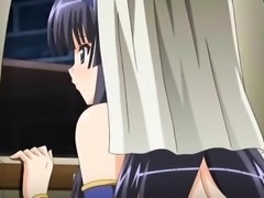 Sweet anime school hottie blowing shaft in close-up