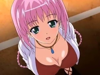 Busty anime babe rubs her clit