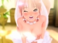 Hot 3D hentai bride gets facialized