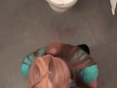 Hot ass blonde gets on her knees for a BJ