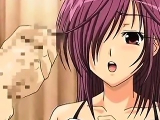 Sensual anime redhead slurping