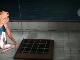 3D elf babe sucks cock and gets fucked on a boat