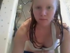 Ugly Teen Girl Taking A Shower At Home