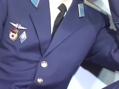Russian military wanks his huge cock